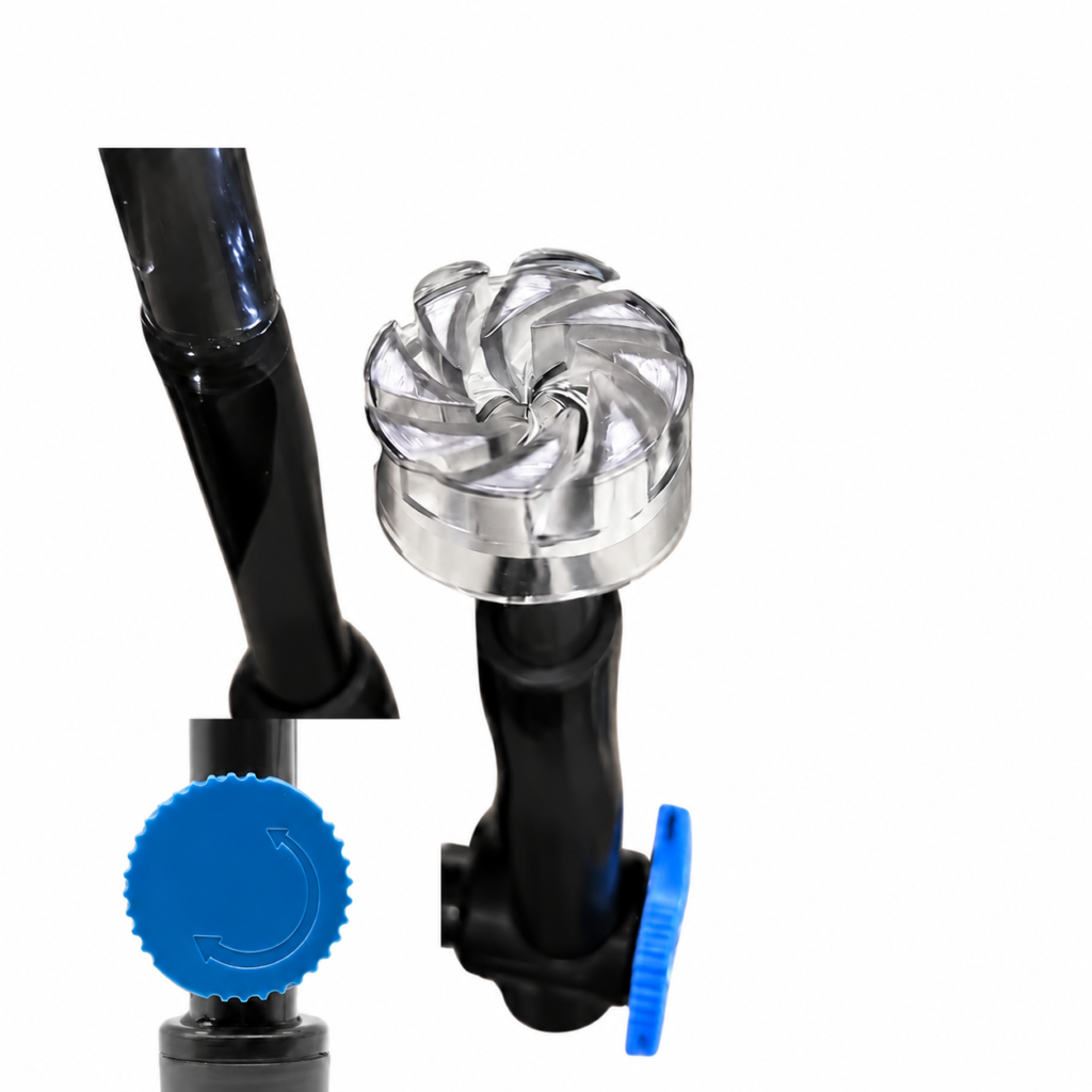Adjustable surface skimmer and inlet on the SunSun YBF-500